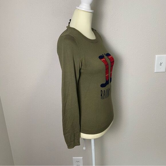 Talbots Rainy Days Green Crewneck Sweater W/ Elbow Patches Women's Size P - Picture 11 of 16